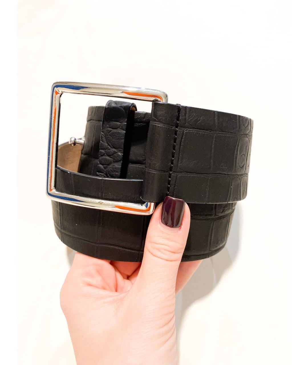 SPORTMAX Антрацитовый кожаный ремень, фото 9