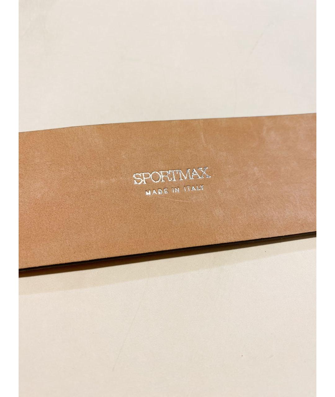 SPORTMAX Антрацитовый кожаный ремень, фото 4