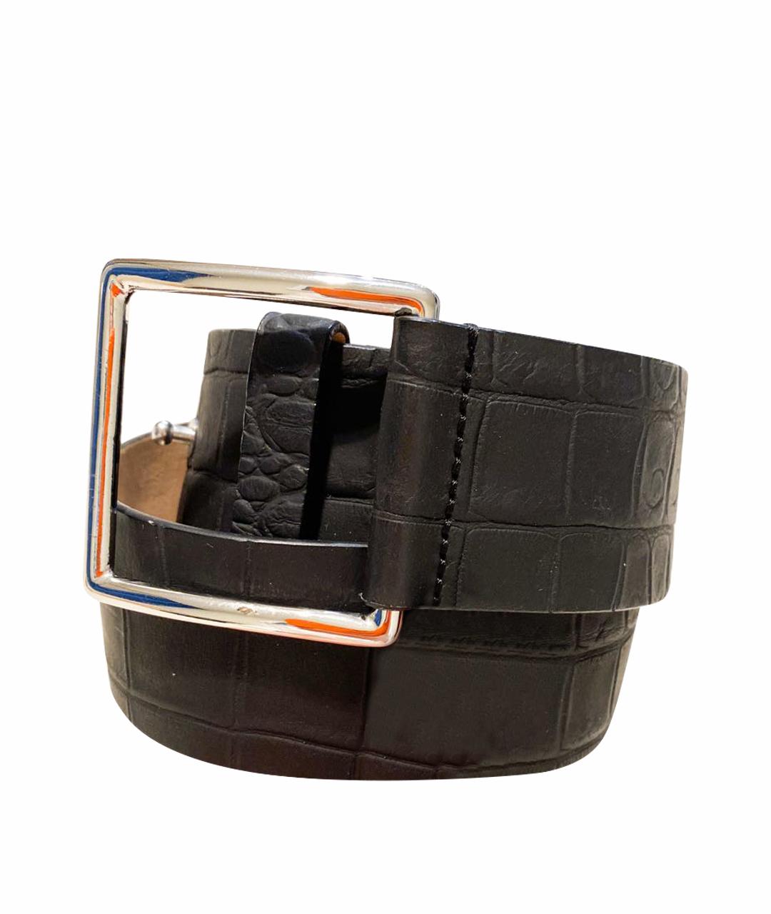 SPORTMAX Антрацитовый кожаный ремень, фото 1