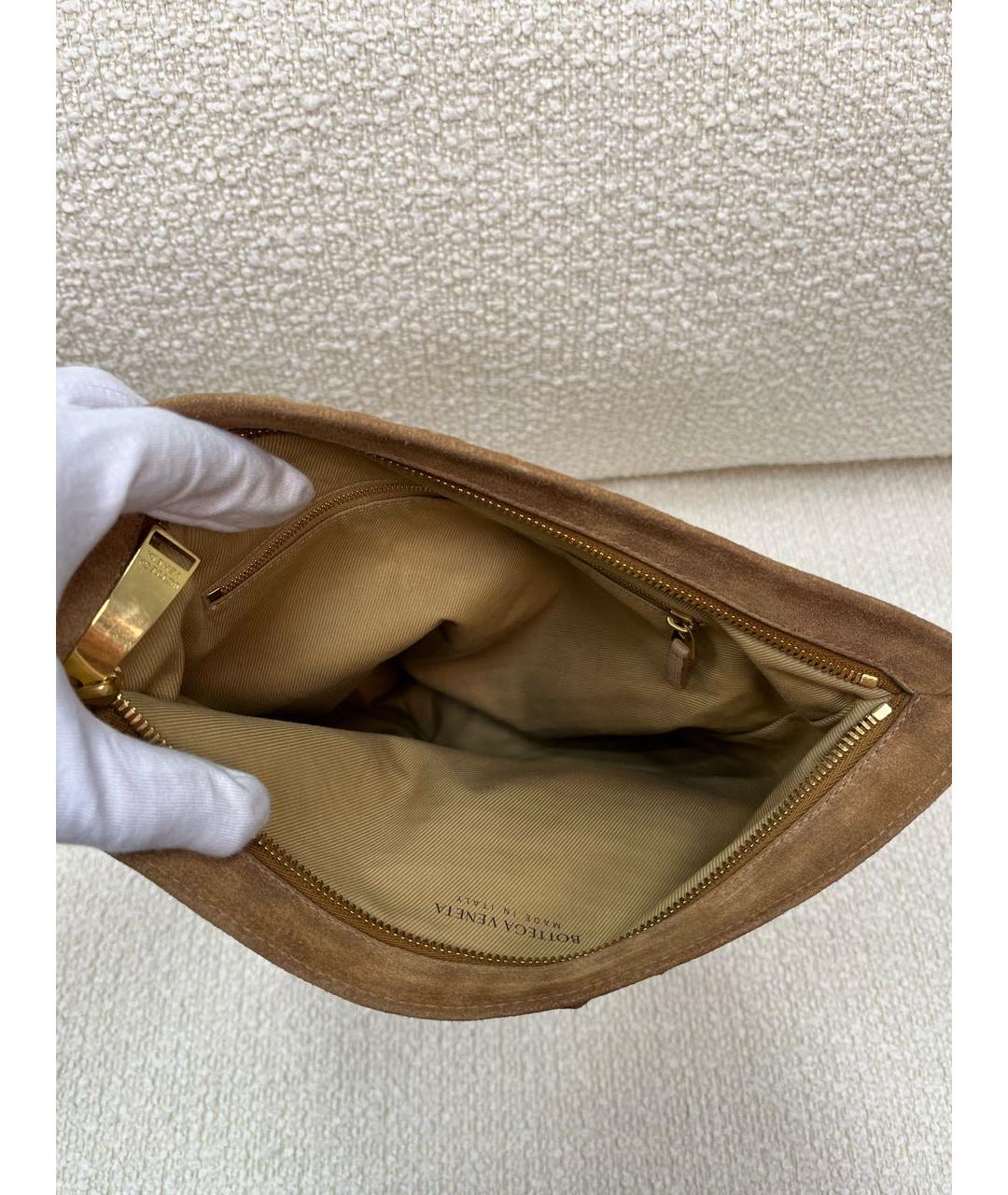 BOTTEGA VENETA Коричневая замшевая сумка с короткими ручками, фото 4