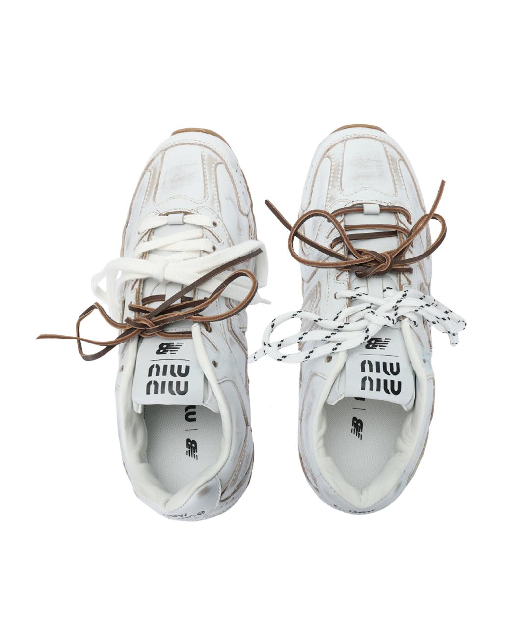 MIU MIU Белые кожаные кроссовки, фото 3
