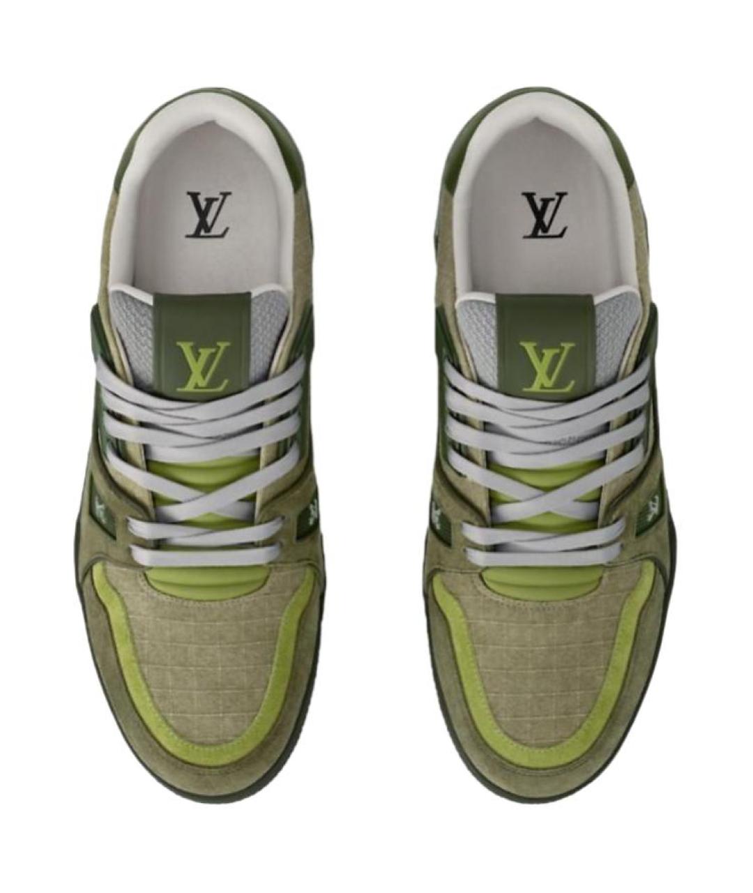 LOUIS VUITTON Зеленые замшевые низкие кроссовки / кеды, фото 4