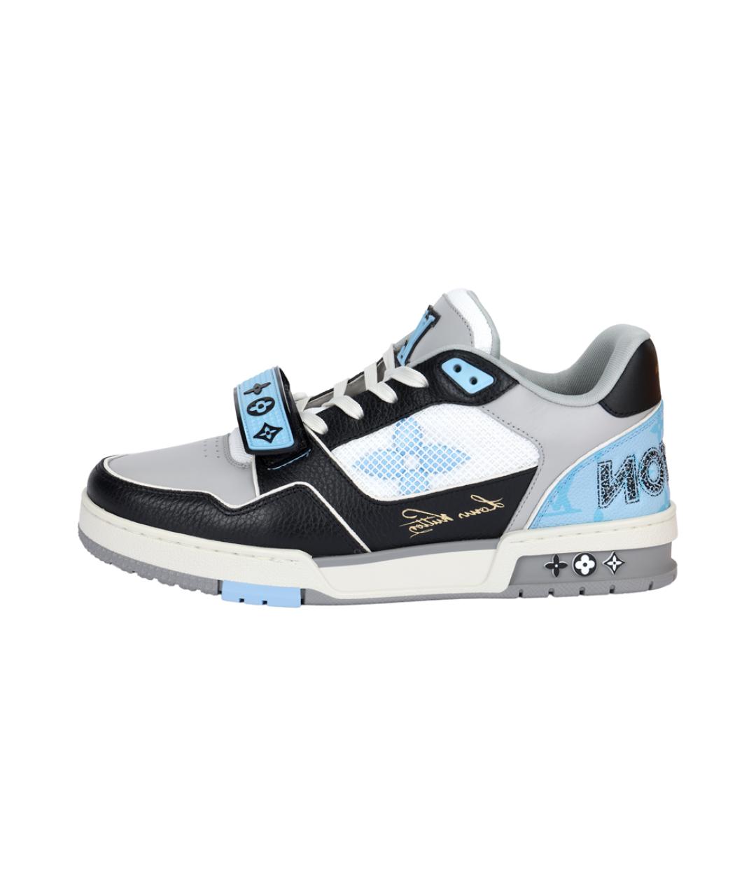 LOUIS VUITTON Синие кожаные низкие кроссовки / кеды, фото 2