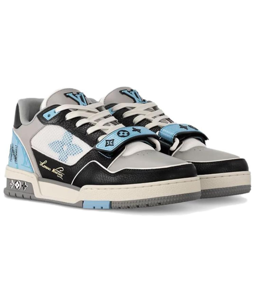 LOUIS VUITTON Синие кожаные низкие кроссовки / кеды, фото 3