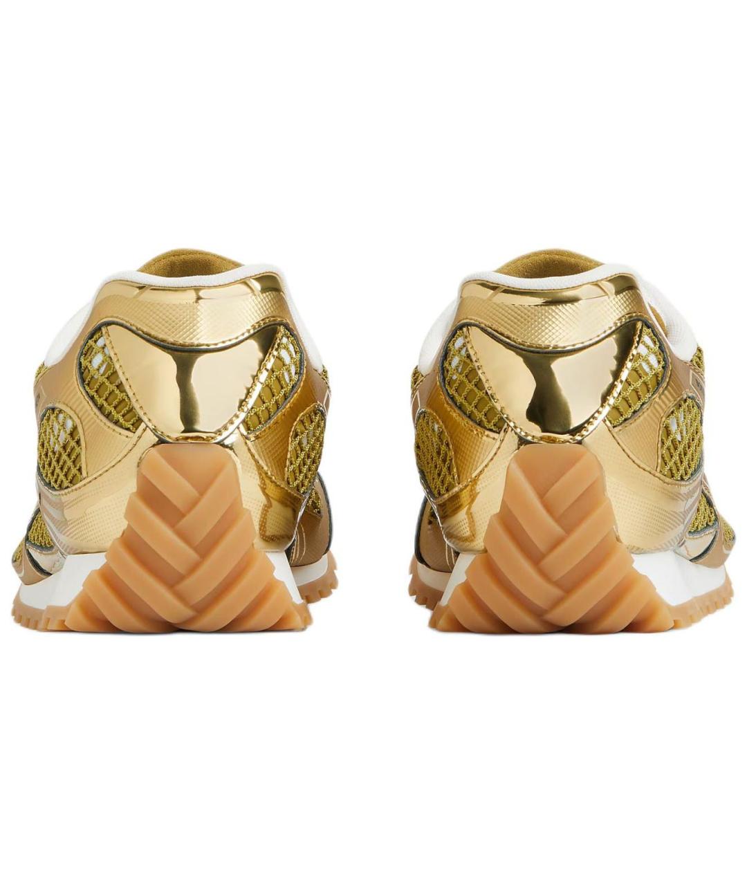 BOTTEGA VENETA Золотые текстильные низкие кроссовки / кеды, фото 3
