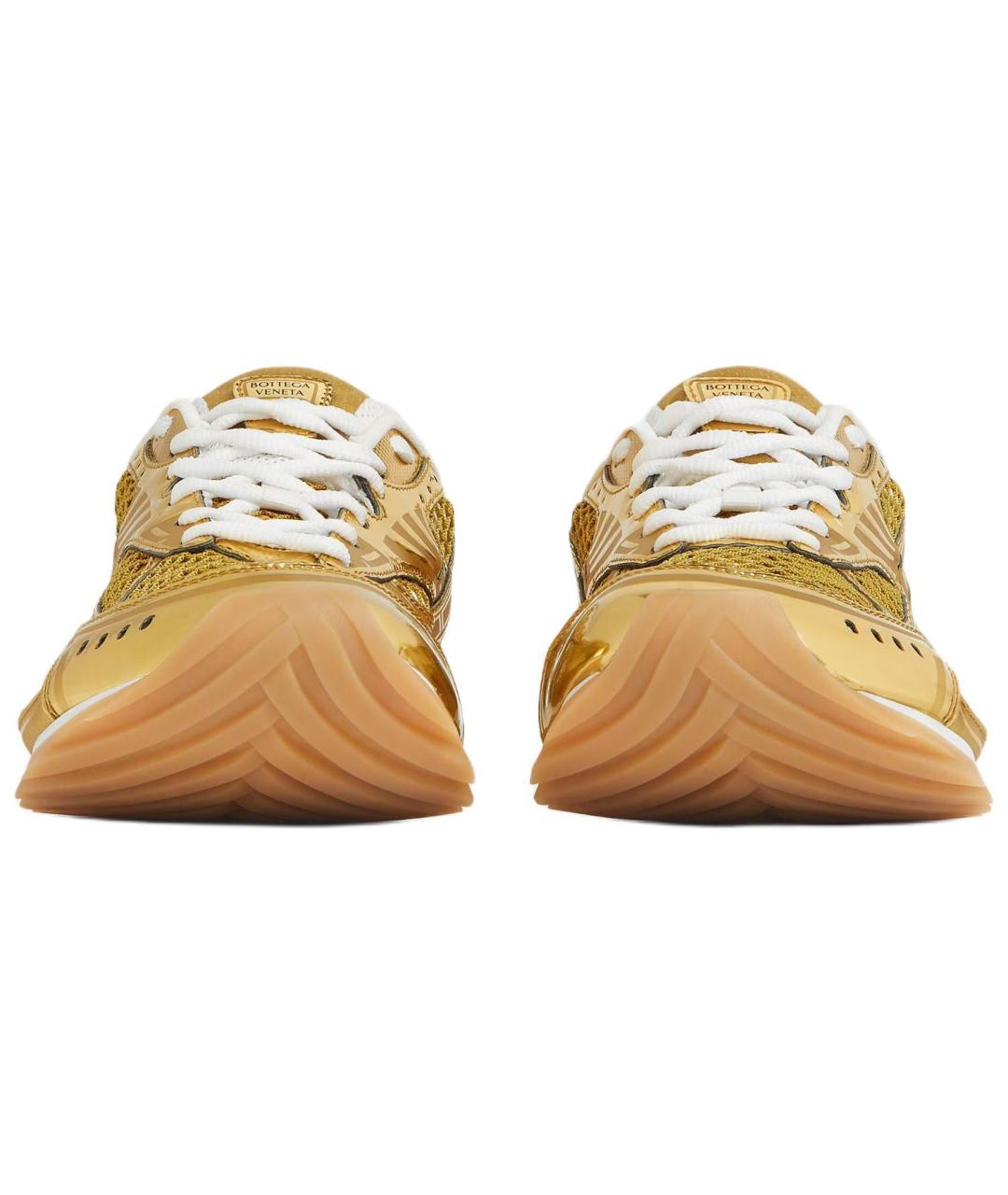 BOTTEGA VENETA Золотые текстильные низкие кроссовки / кеды, фото 2