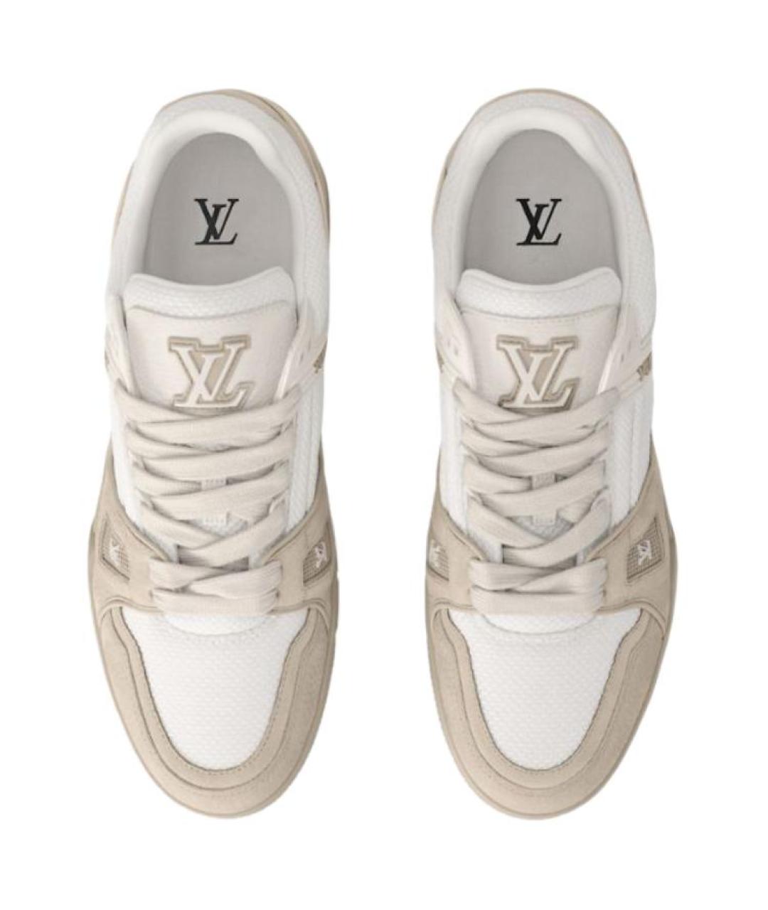 LOUIS VUITTON Бежевые кожаные низкие кроссовки / кеды, фото 4