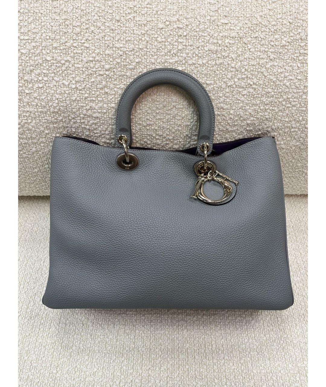 CHRISTIAN DIOR Антрацитовая кожаная сумка с короткими ручками, фото 9