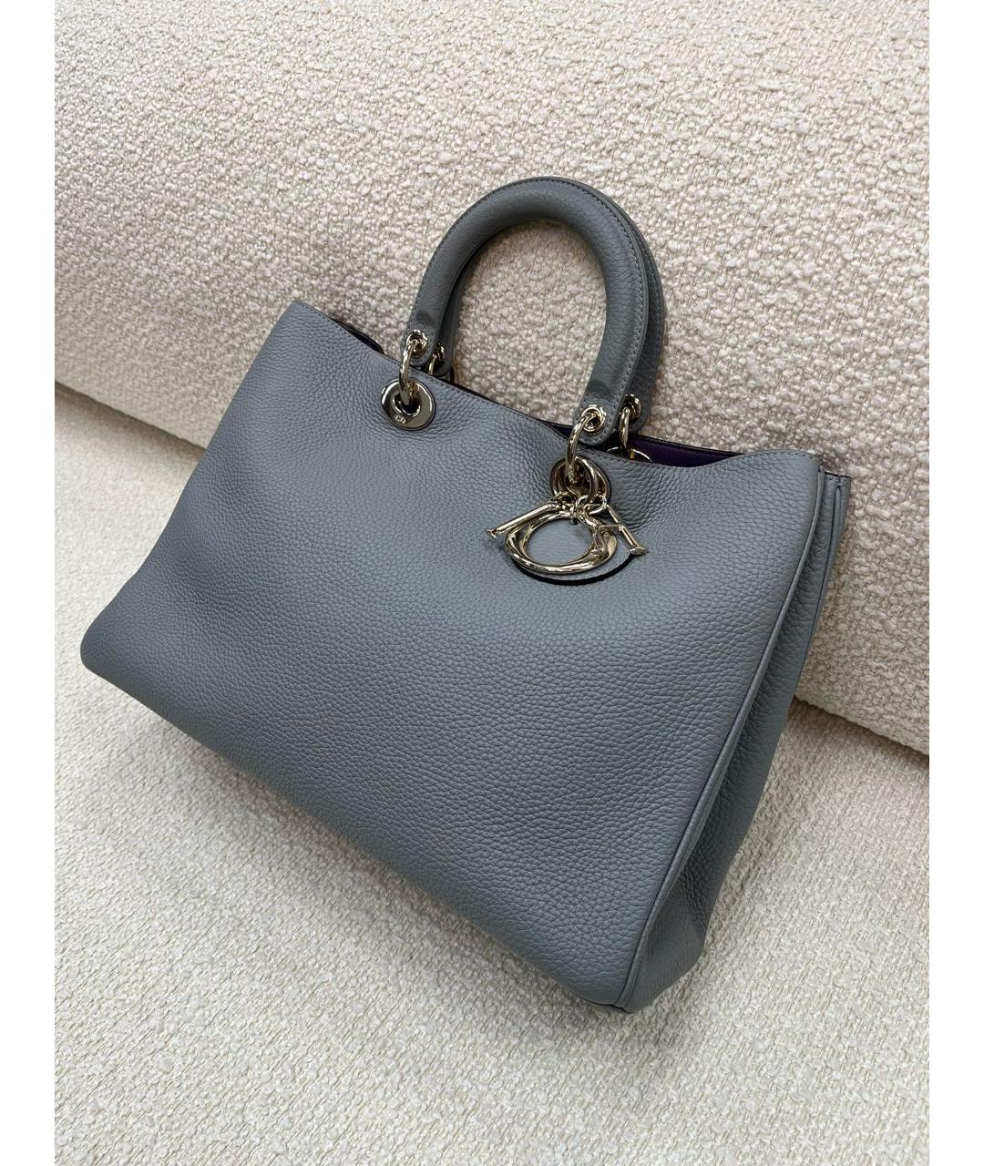 CHRISTIAN DIOR Антрацитовая кожаная сумка с короткими ручками, фото 5