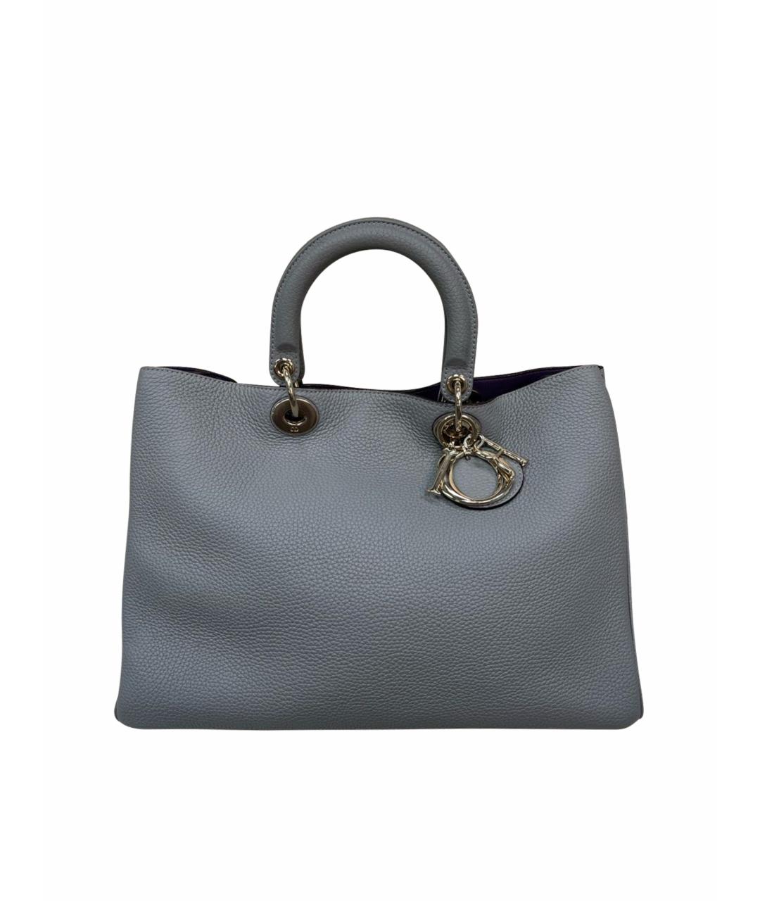 CHRISTIAN DIOR Антрацитовая кожаная сумка с короткими ручками, фото 1