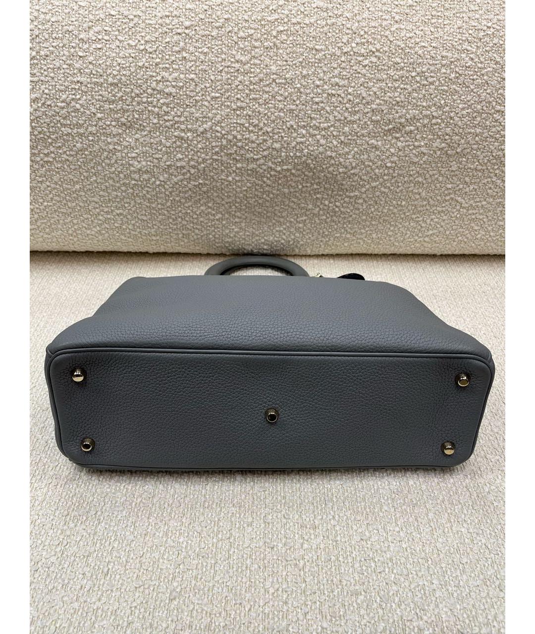 CHRISTIAN DIOR Антрацитовая кожаная сумка с короткими ручками, фото 6
