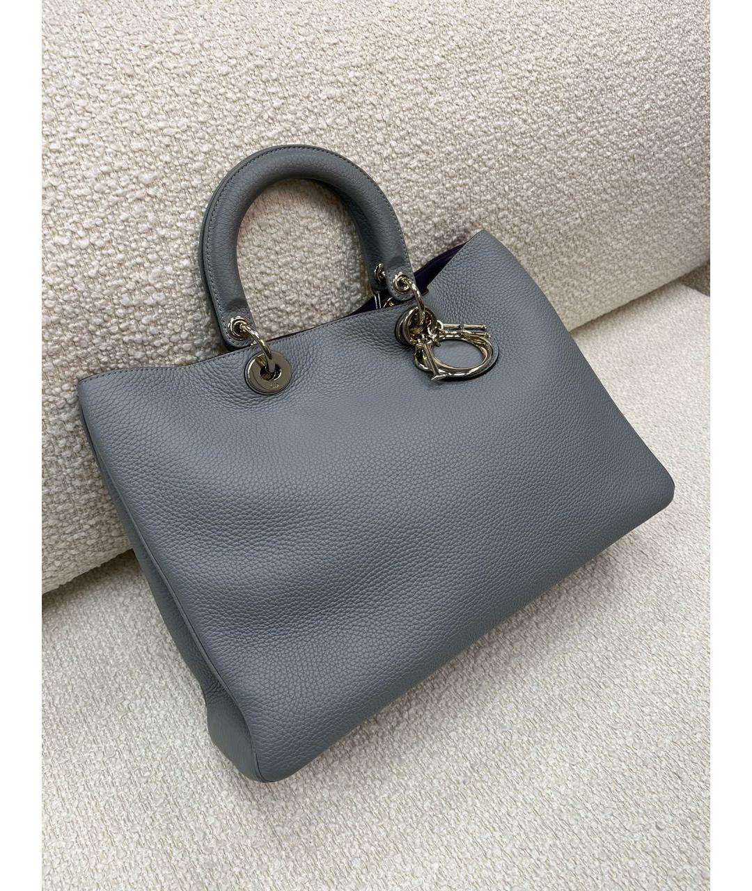 CHRISTIAN DIOR Антрацитовая кожаная сумка с короткими ручками, фото 2