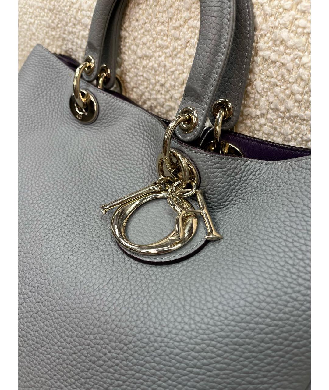 CHRISTIAN DIOR Антрацитовая кожаная сумка с короткими ручками, фото 7