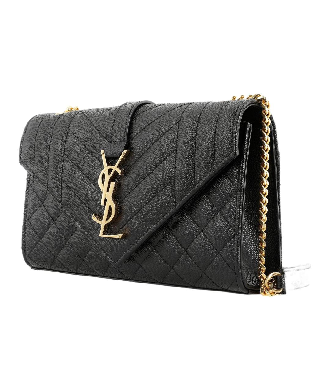 SAINT LAURENT Черная кожаная сумка через плечо, фото 2