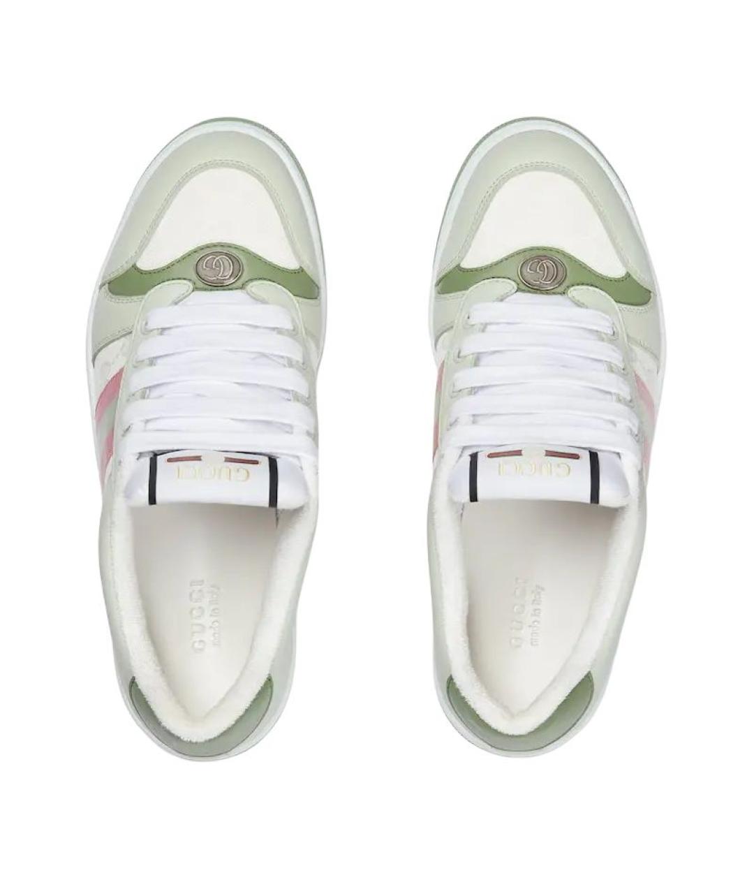 GUCCI Зеленые кожаные кеды, фото 4