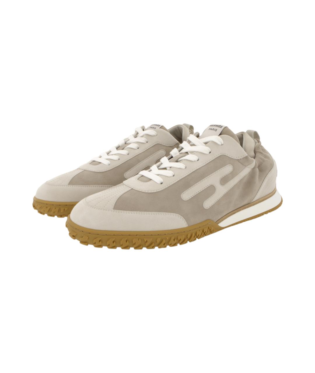 HERMES Бежевые низкие кроссовки / кеды, фото 3