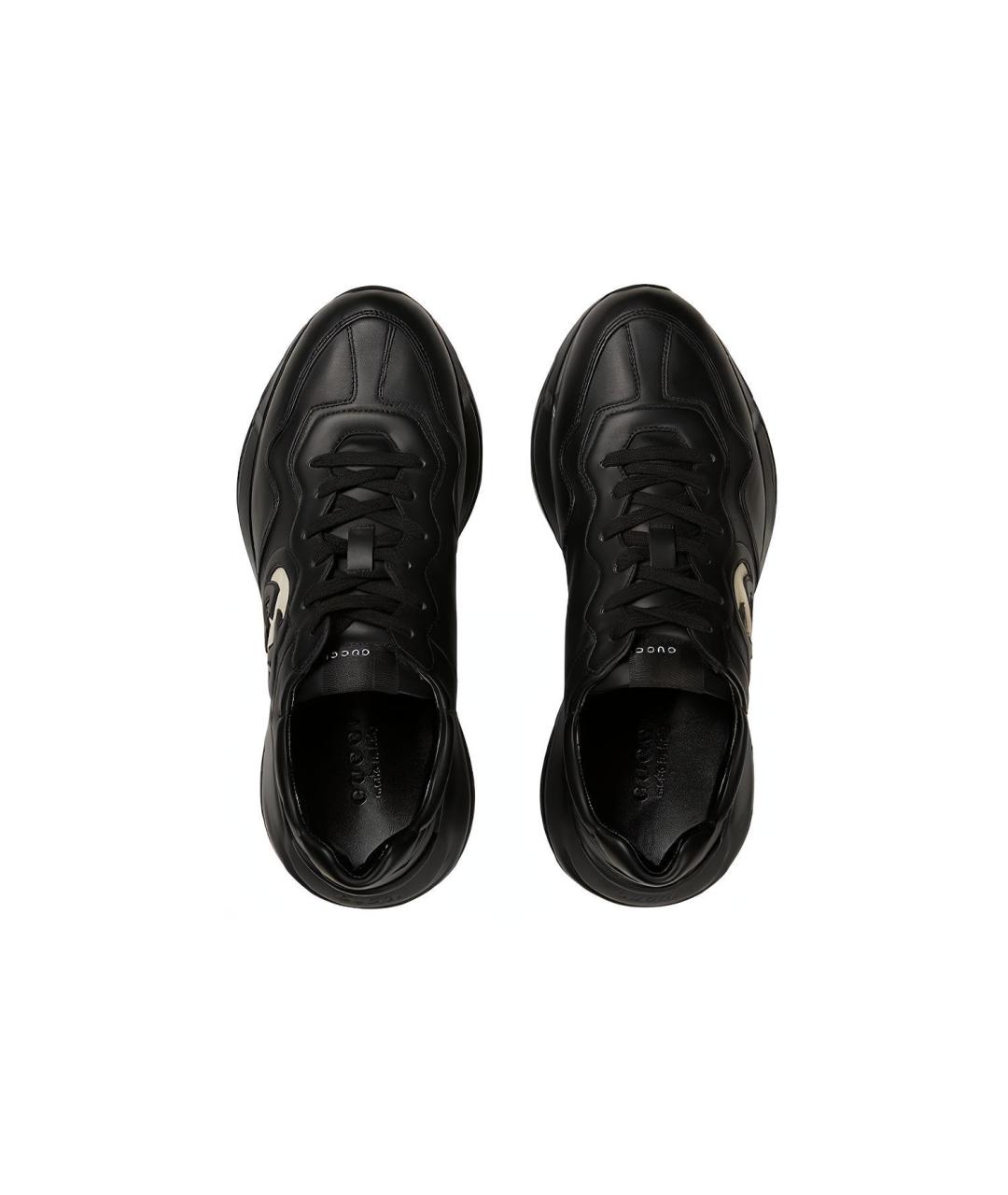 GUCCI Черные кожаные высокие кроссовки / кеды, фото 3