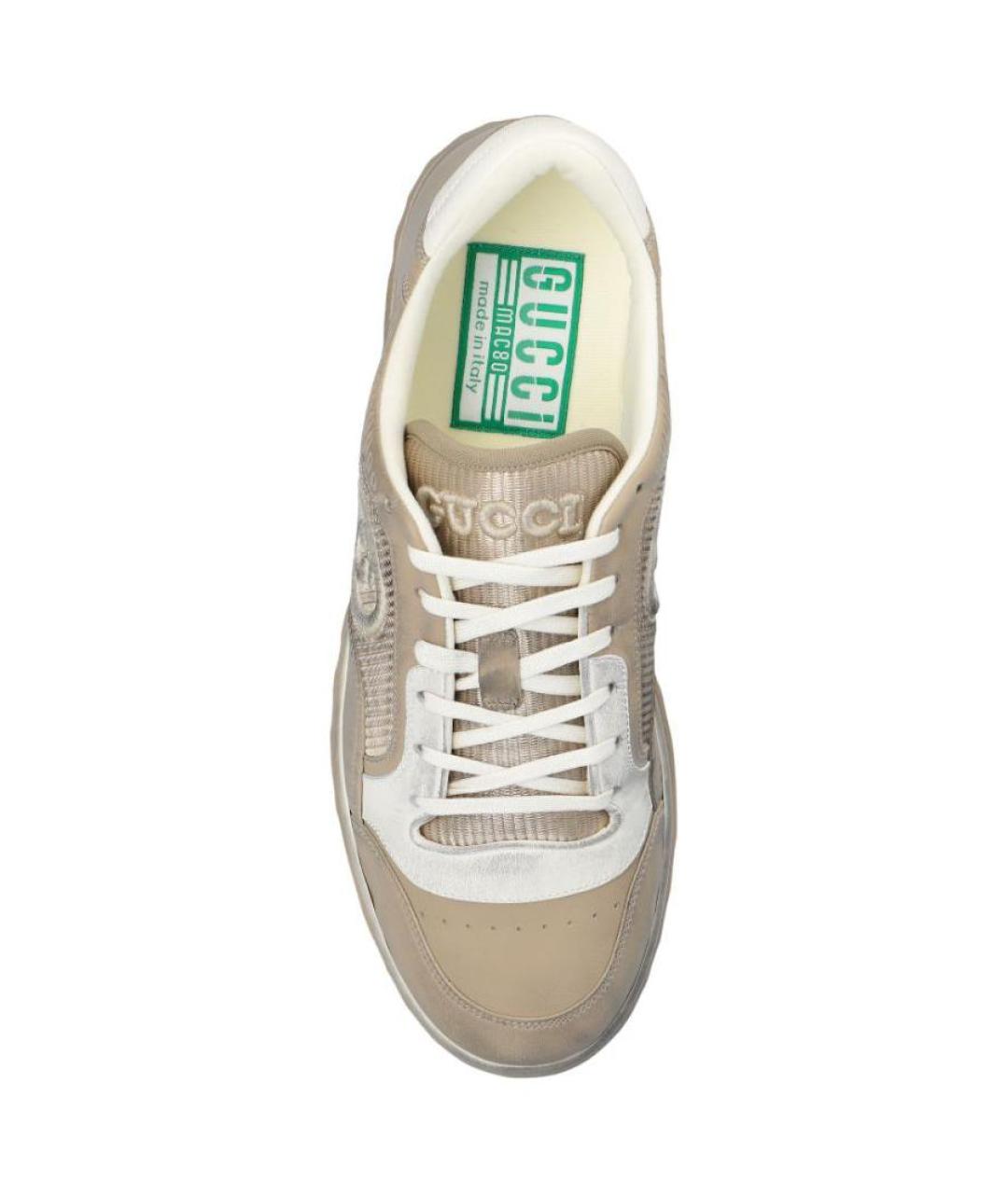 GUCCI Серые кожаные низкие кроссовки / кеды, фото 5