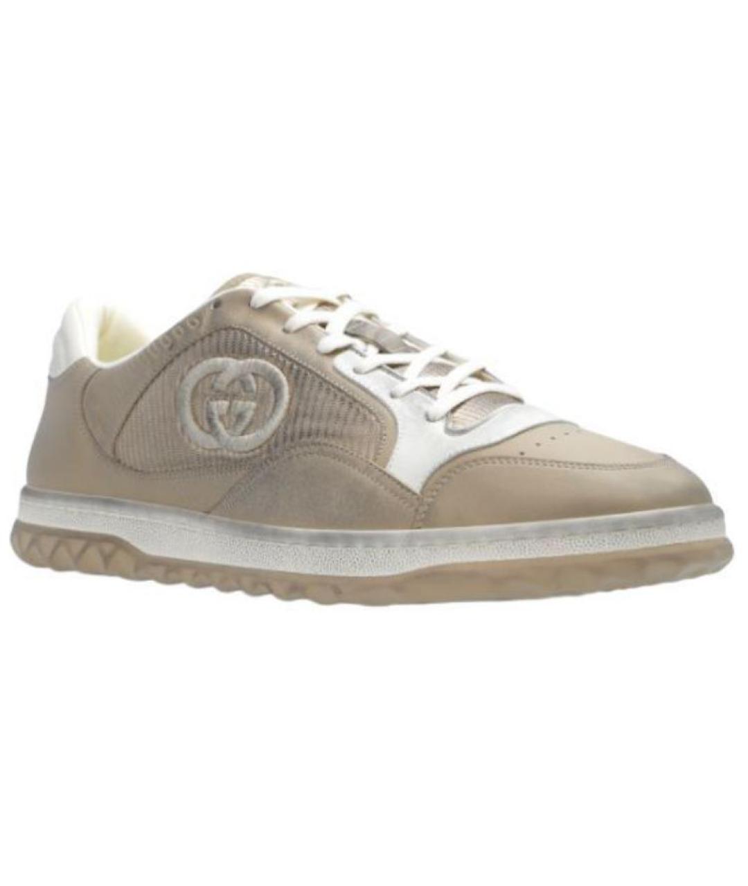 GUCCI Серые кожаные низкие кроссовки / кеды, фото 3