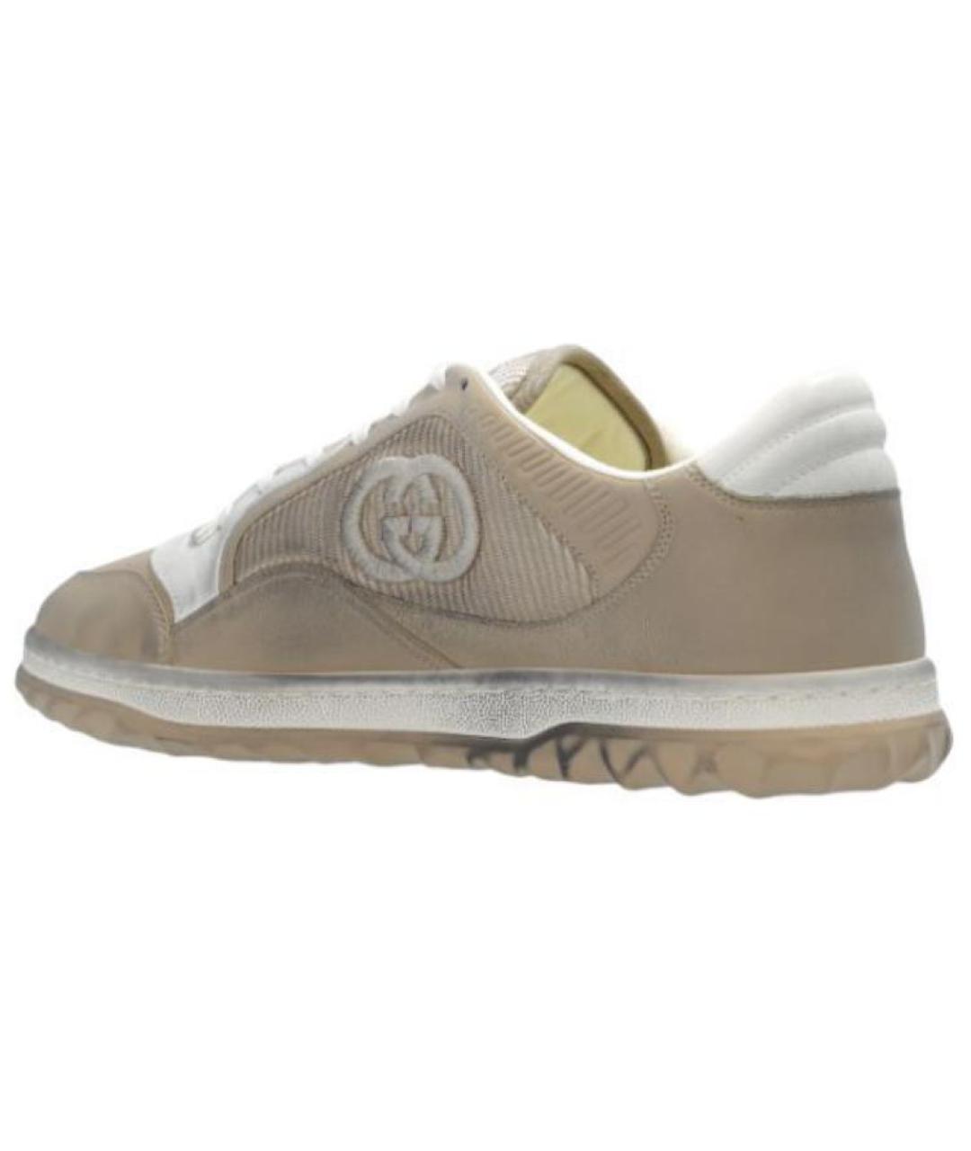 GUCCI Серые кожаные низкие кроссовки / кеды, фото 4