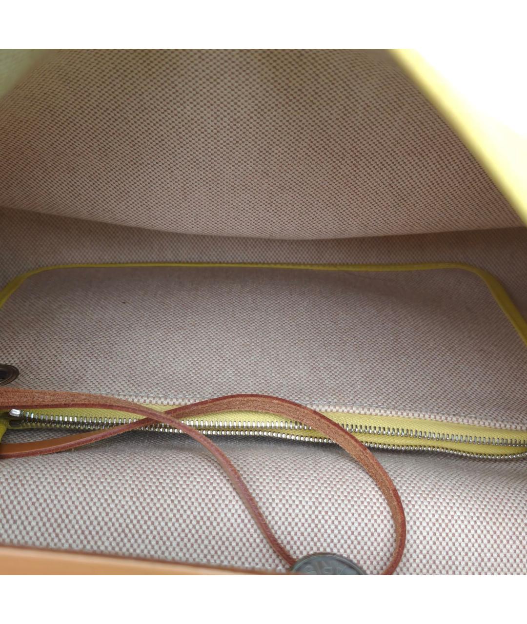 HERMES Желтая сумка с короткими ручками, фото 8