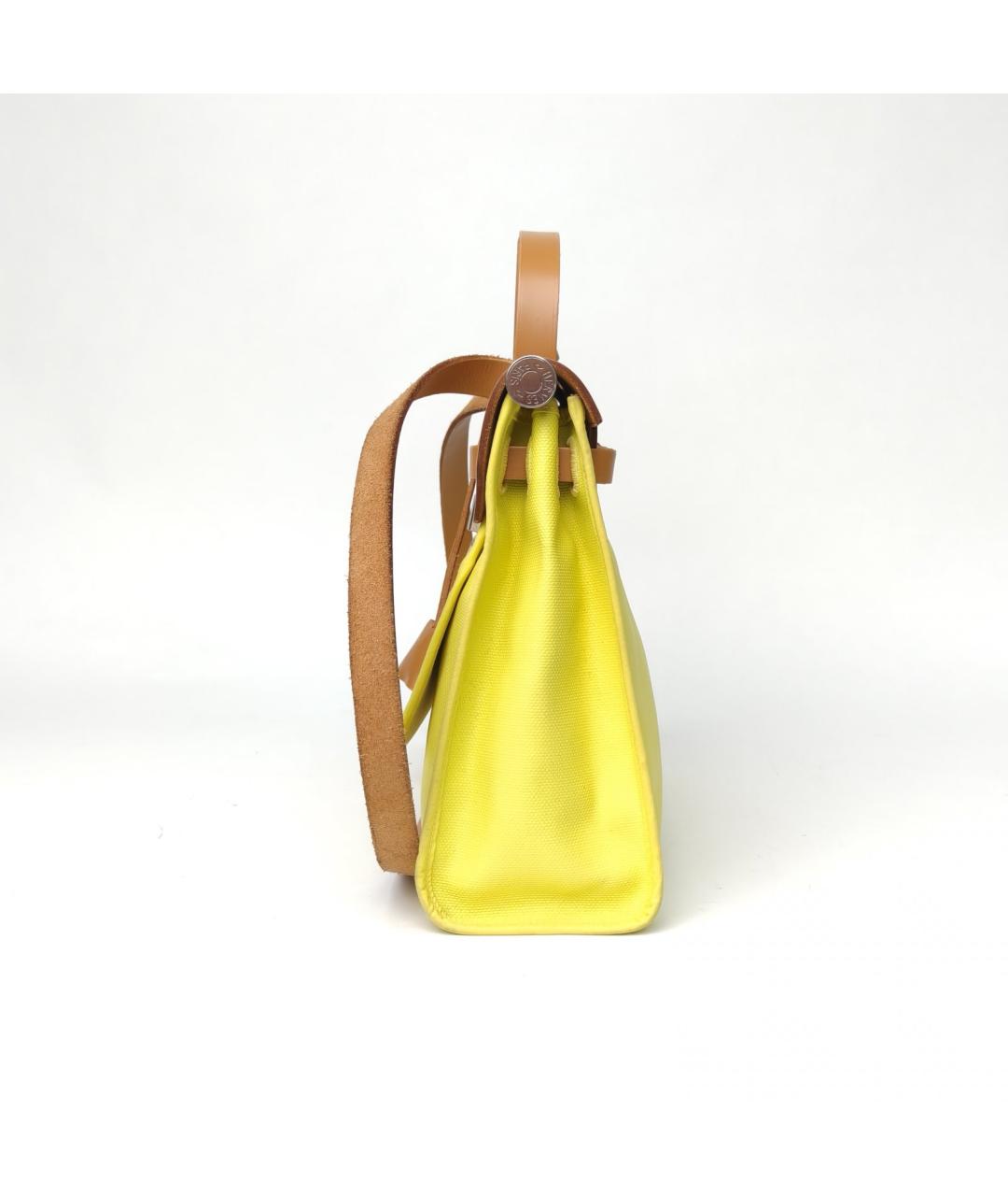 HERMES Желтая сумка с короткими ручками, фото 5