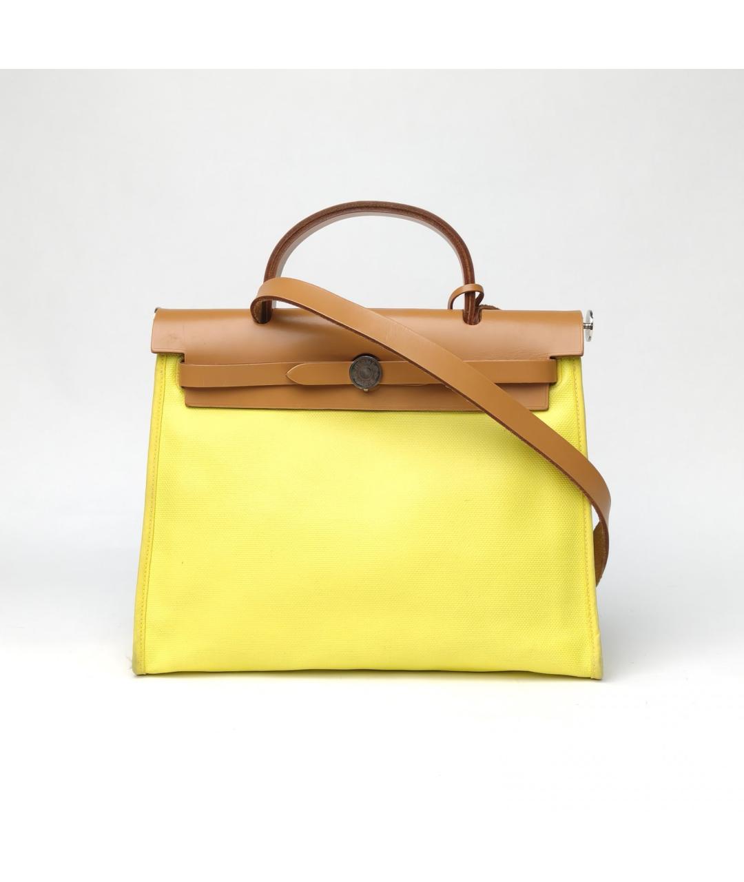 HERMES Желтая сумка с короткими ручками, фото 2
