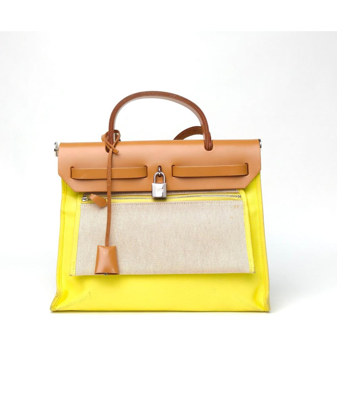 HERMES Желтая сумка с короткими ручками, фото 4