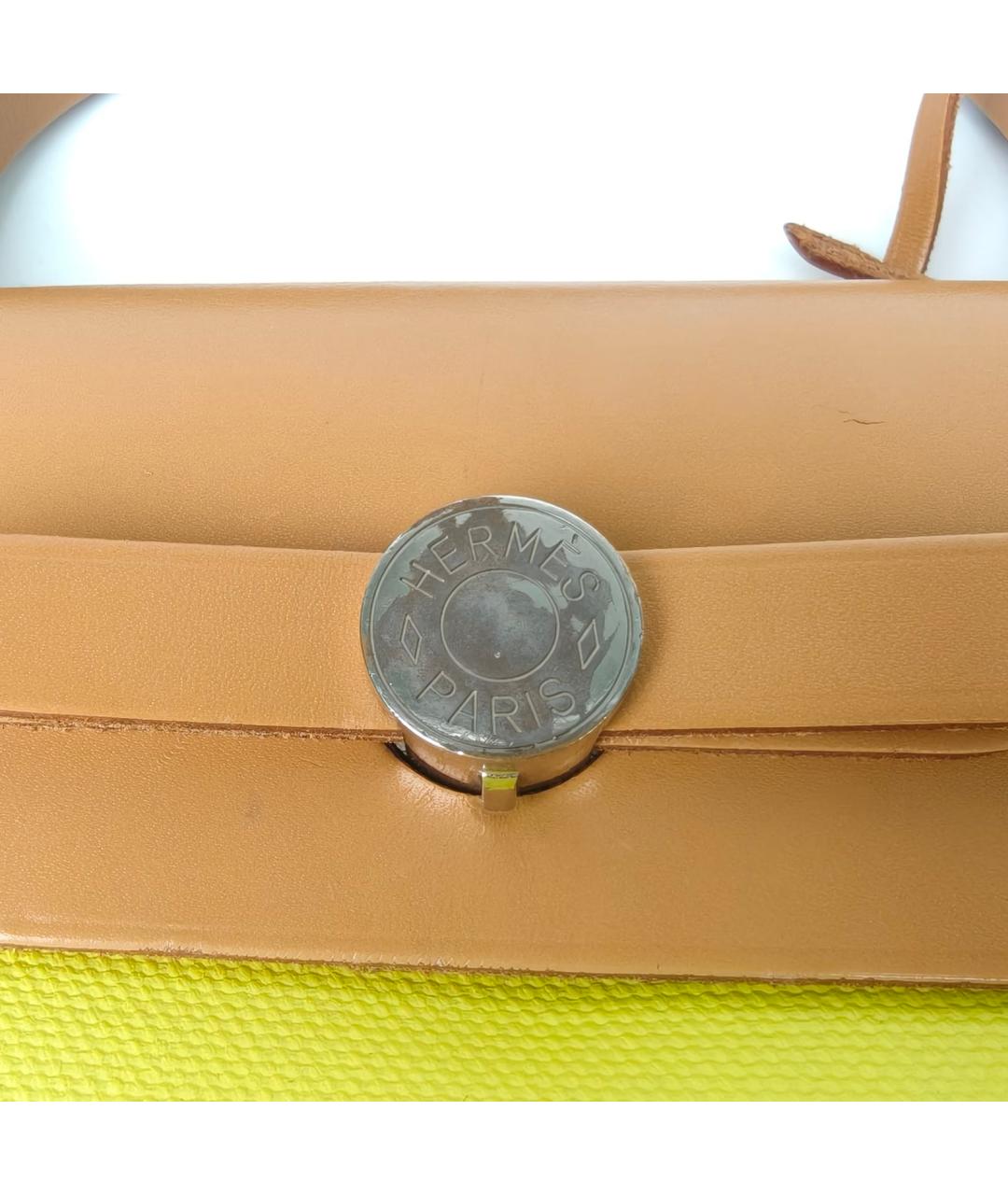 HERMES Желтая сумка с короткими ручками, фото 7