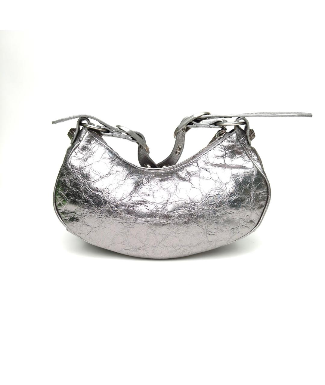 BALENCIAGA Серебряная кожаная сумка через плечо, фото 4