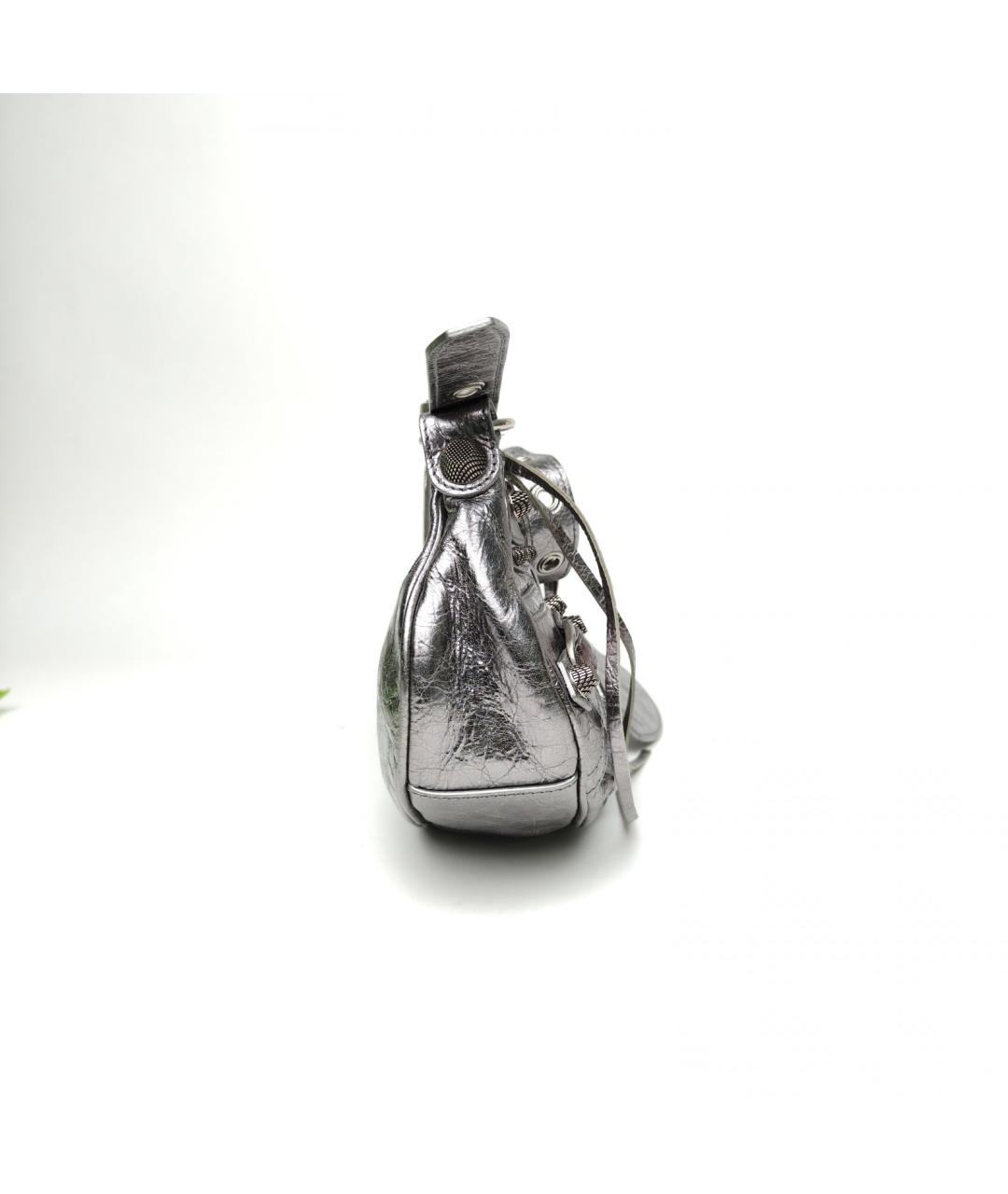 BALENCIAGA Серебряная кожаная сумка через плечо, фото 5