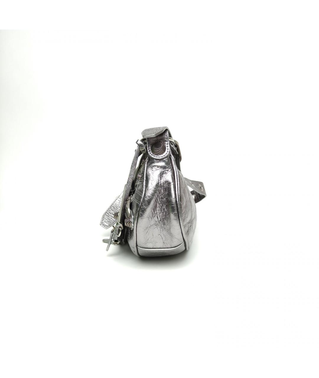 BALENCIAGA Серебряная кожаная сумка через плечо, фото 3