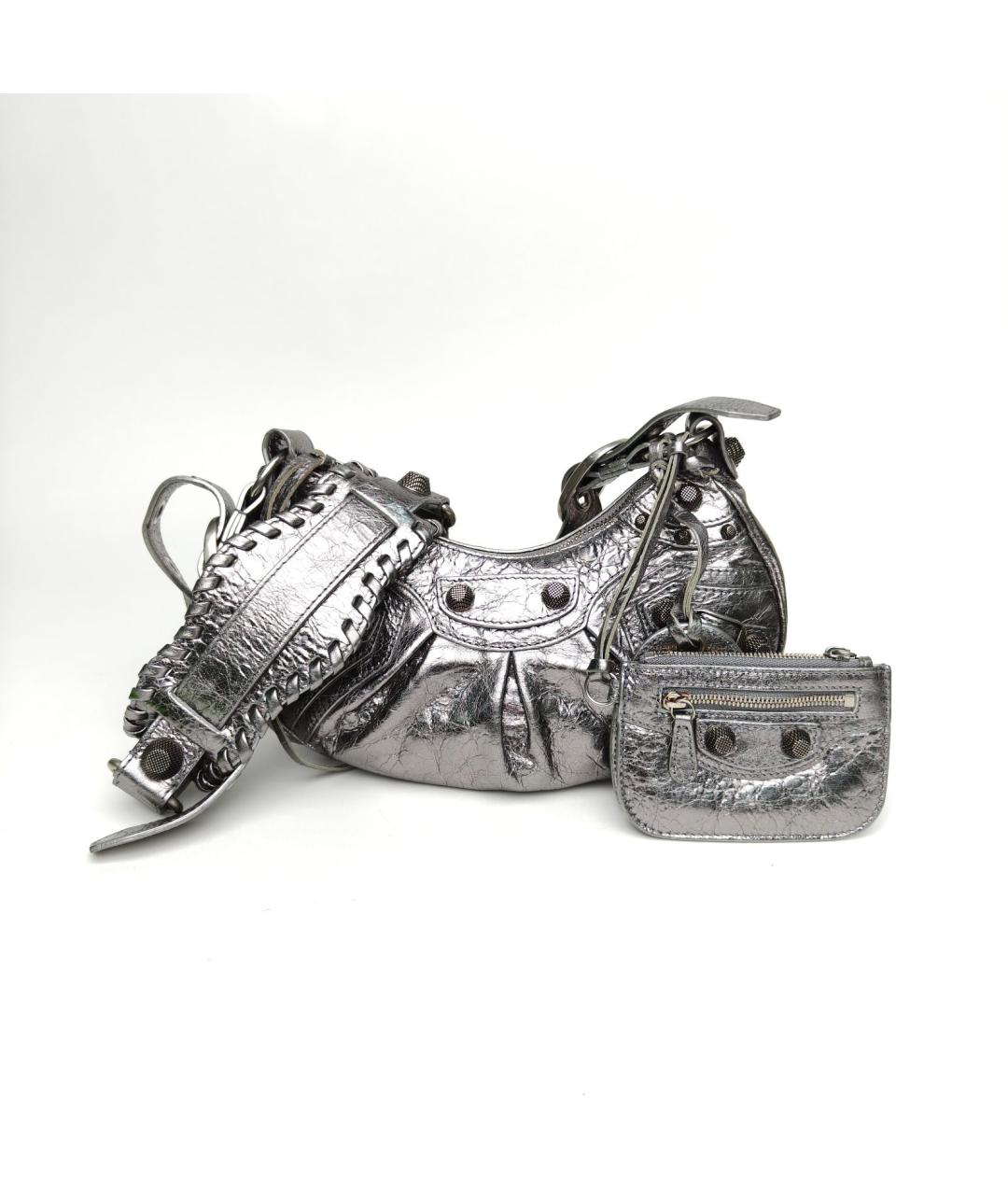 BALENCIAGA Серебряная кожаная сумка через плечо, фото 2