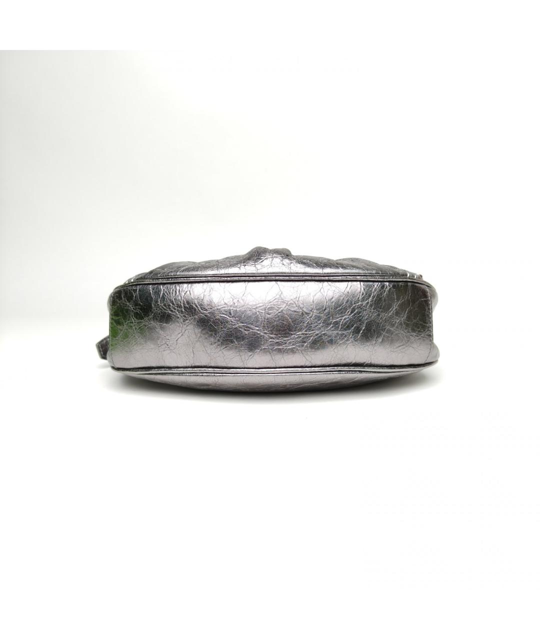 BALENCIAGA Серебряная кожаная сумка через плечо, фото 6