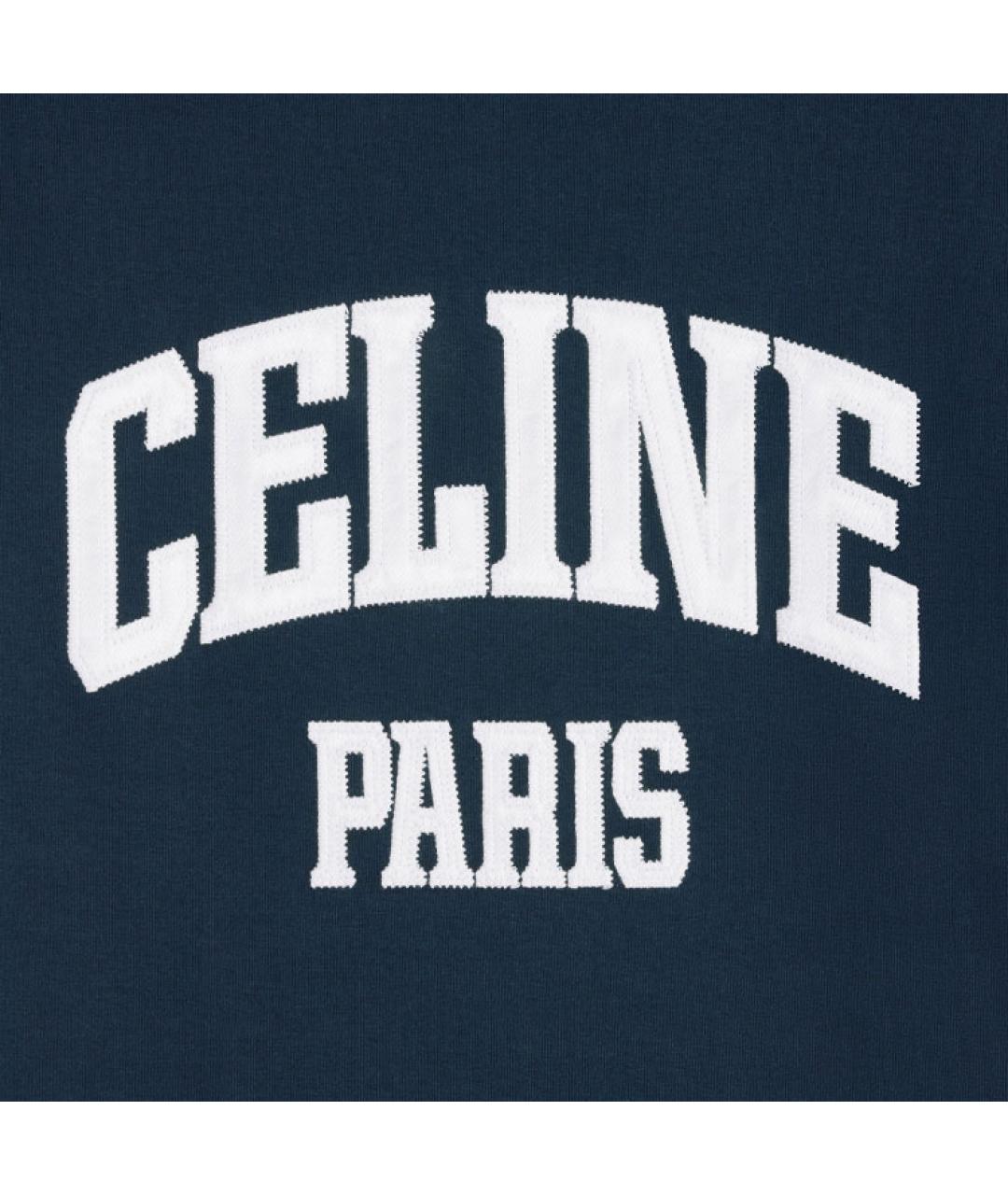 CELINE Темно-синяя хлопковая футболка, фото 4