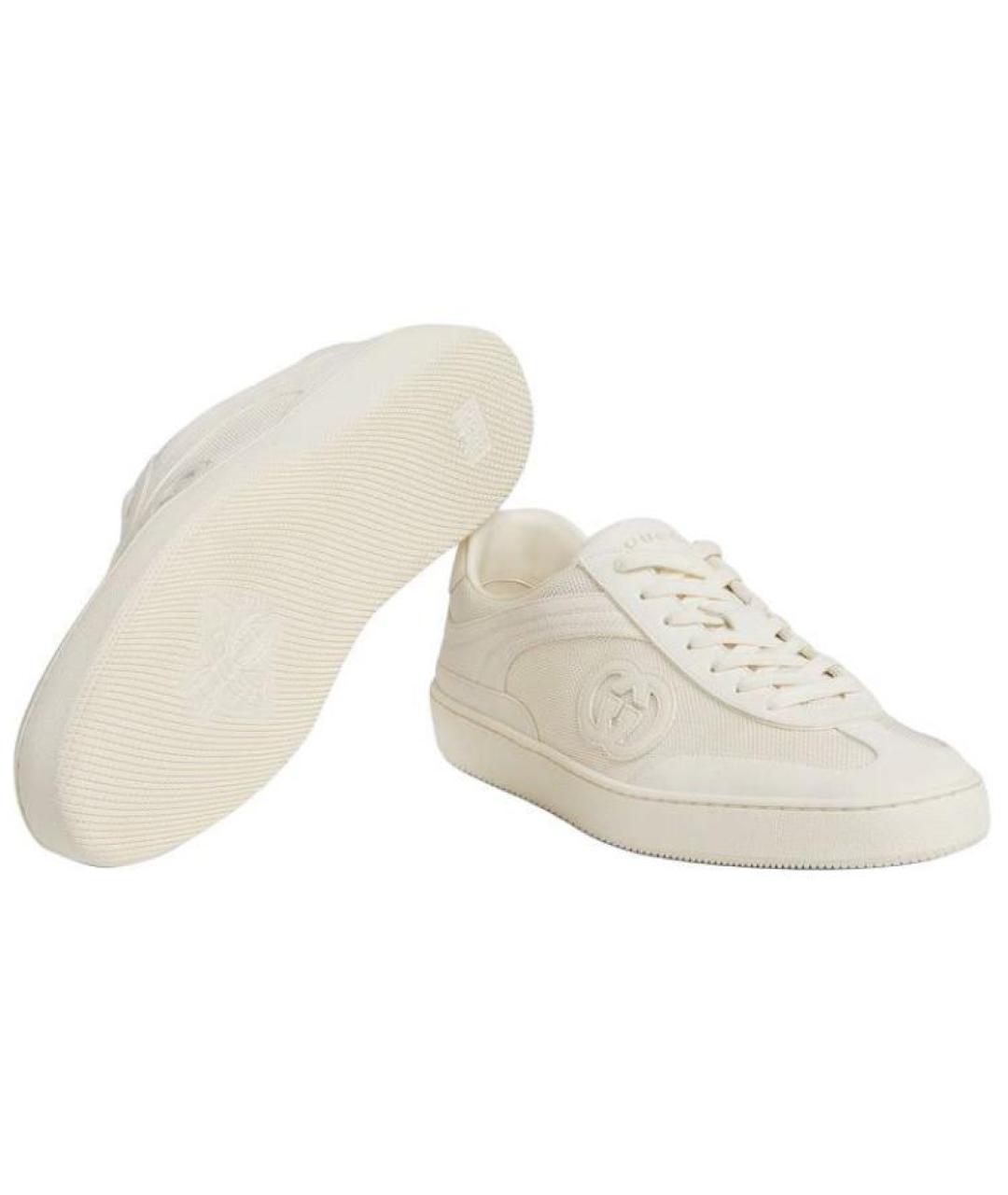 GUCCI Белые замшевые низкие кроссовки / кеды, фото 6