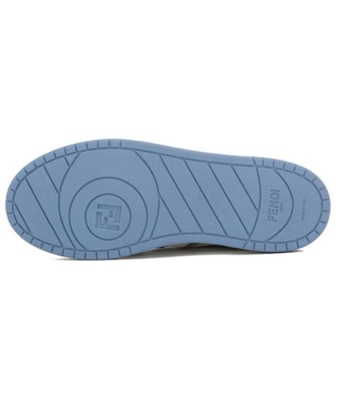 FENDI Синие кожаные низкие кроссовки / кеды, фото 6