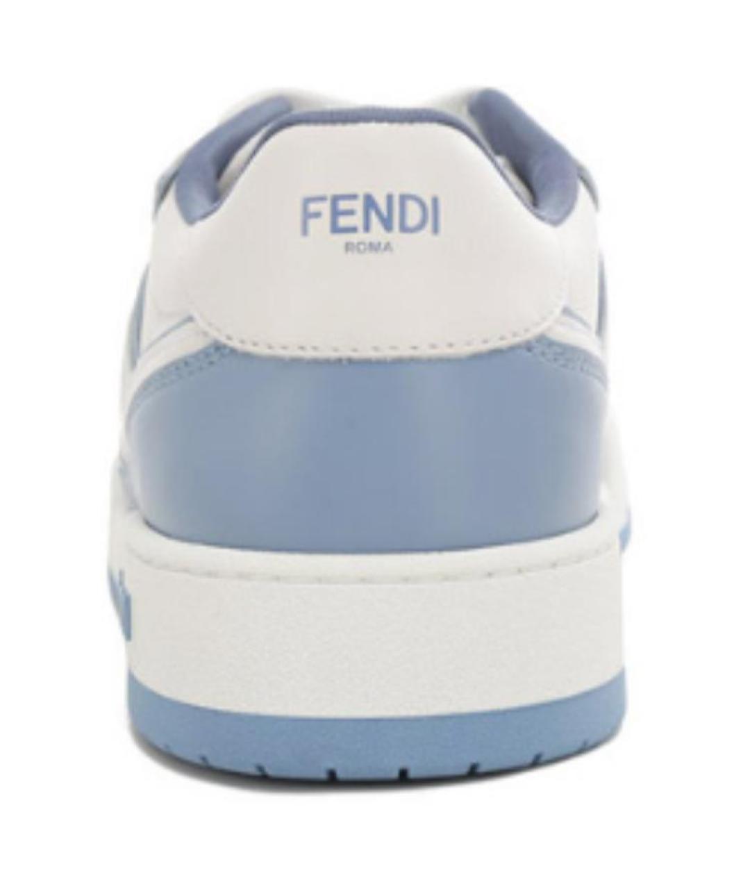 FENDI Синие кожаные низкие кроссовки / кеды, фото 5