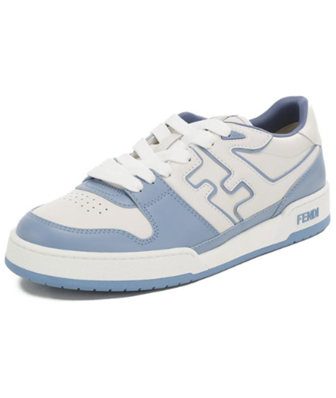 FENDI Синие кожаные низкие кроссовки / кеды, фото 3