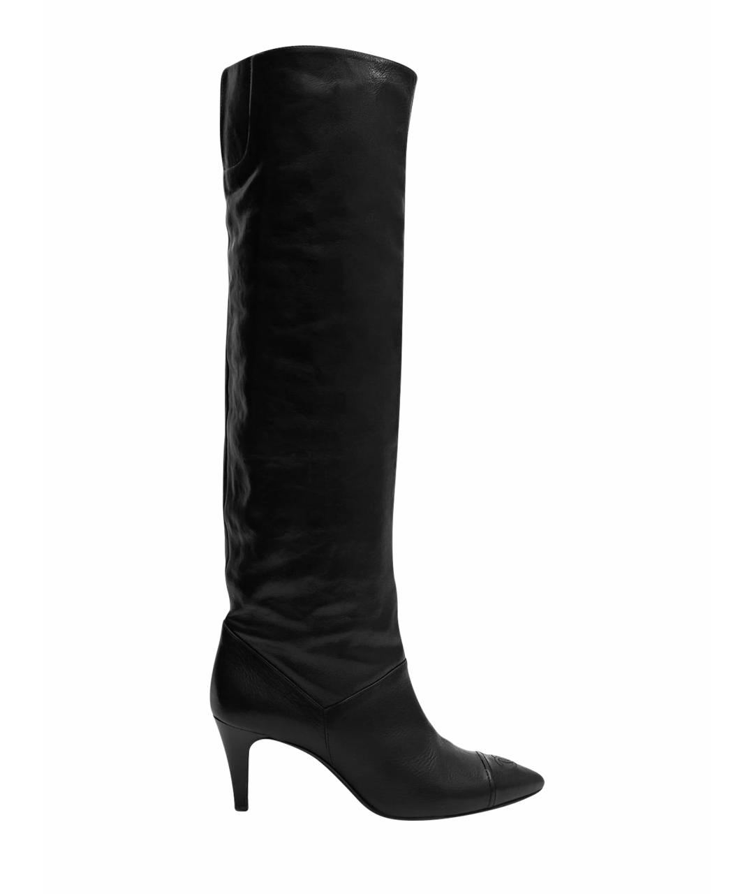 CHANEL Черные кожаные сапоги, фото 1