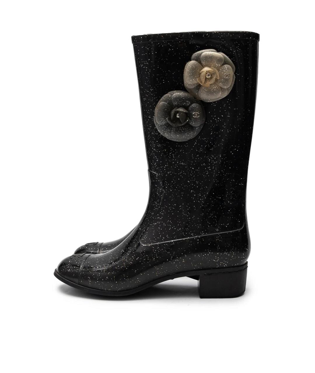 CHANEL Черные резиновые сапоги, фото 5