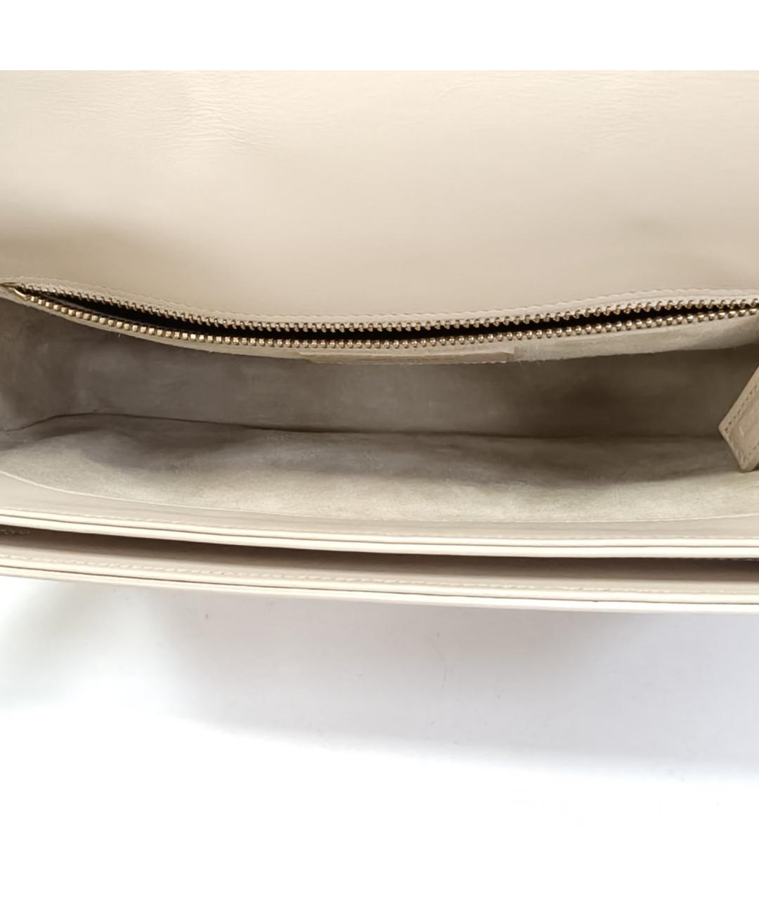 SAINT LAURENT Бежевая кожаная сумка через плечо, фото 8