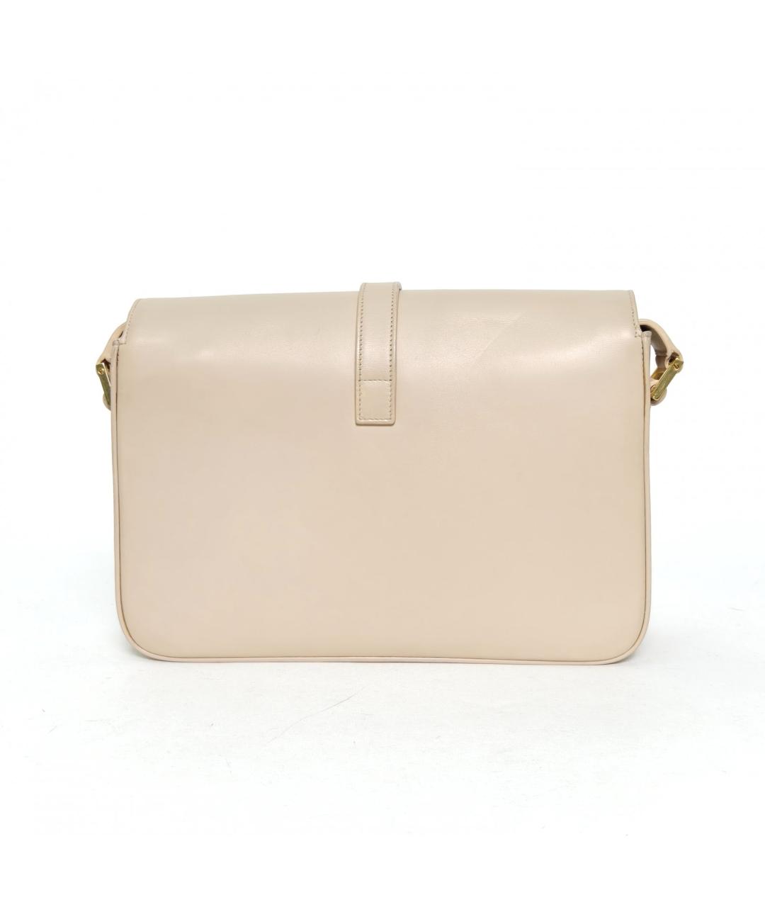 SAINT LAURENT Бежевая кожаная сумка через плечо, фото 4