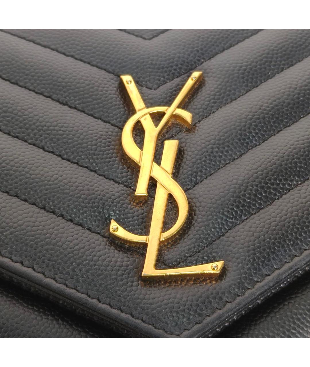 SAINT LAURENT Черная кожаная сумка через плечо, фото 7