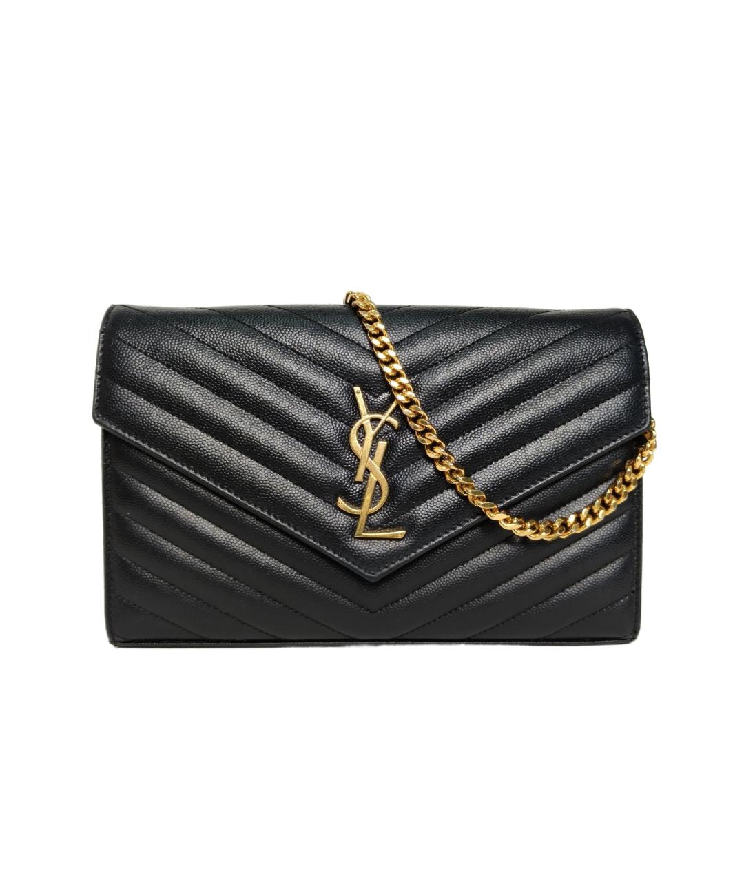 SAINT LAURENT Черная кожаная сумка через плечо, фото 10