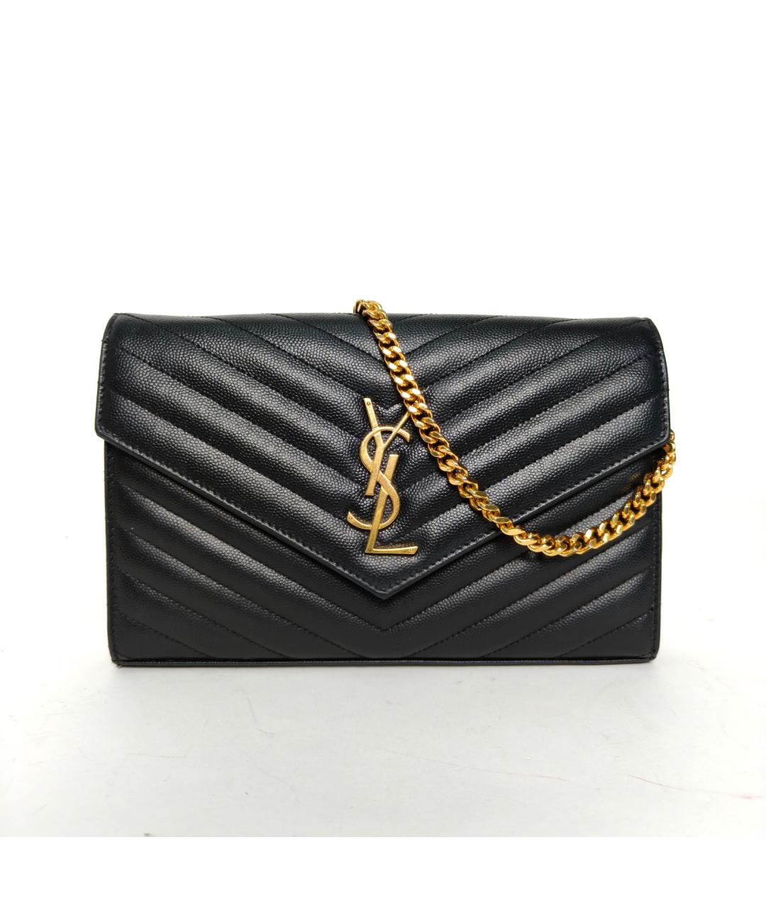 SAINT LAURENT Черная кожаная сумка через плечо, фото 2