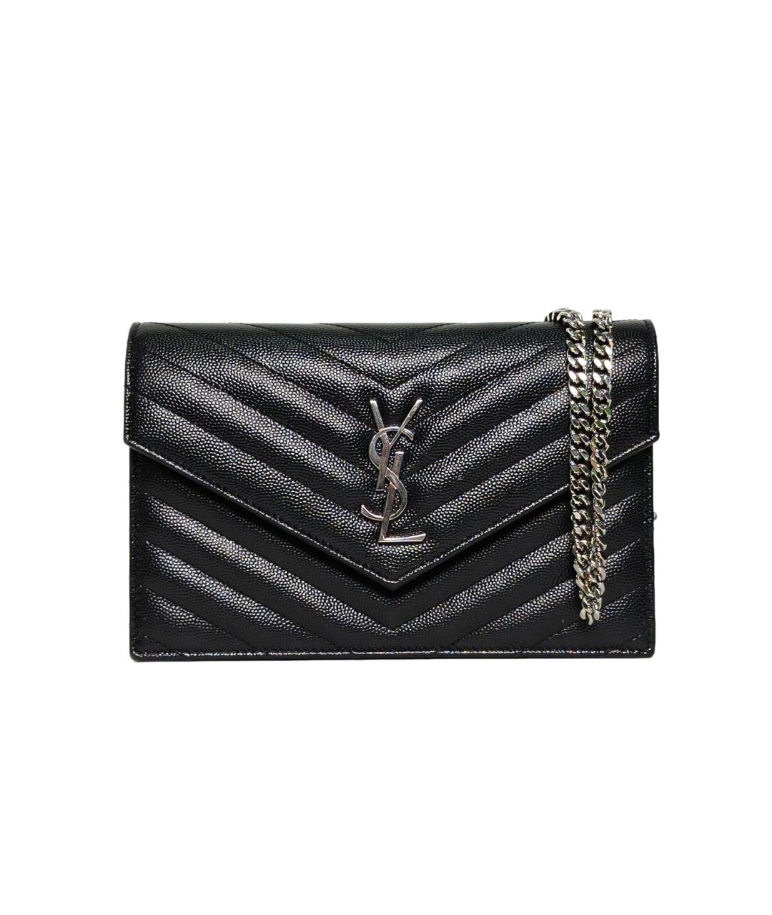 SAINT LAURENT Черная кожаная сумка через плечо, фото 10