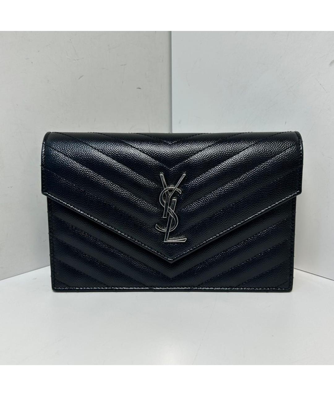 SAINT LAURENT Черная кожаная сумка через плечо, фото 9