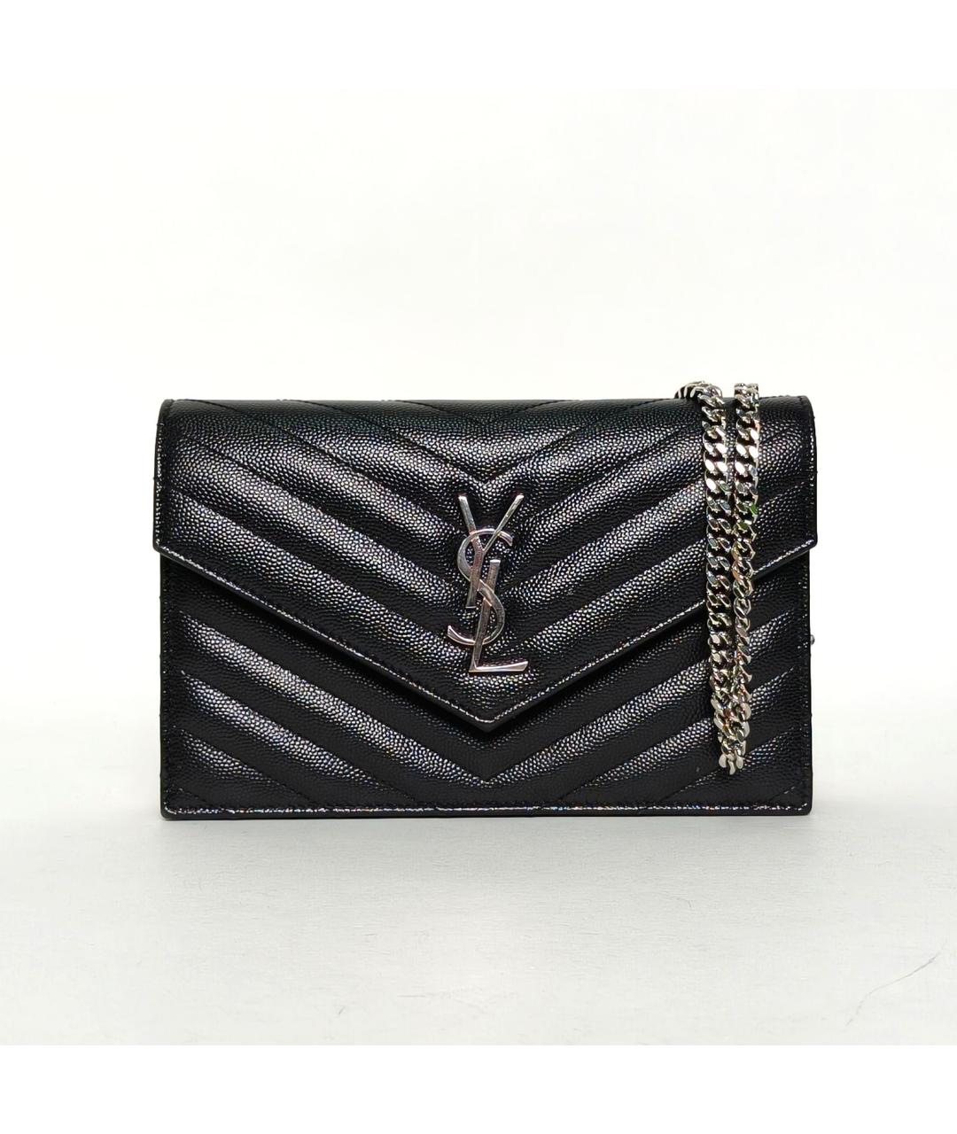 SAINT LAURENT Черная кожаная сумка через плечо, фото 2