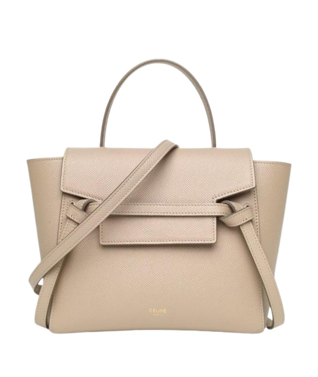 CELINE Бежевая кожаная сумка через плечо, фото 1